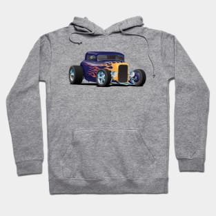 Vintage Hot Rod Car with Classic Flames Hoodie